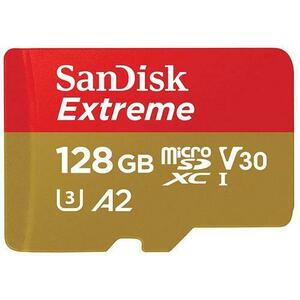 Card de memorie SanDisk Extreme MicroSDXC, 128GB, UHS-I U3, Clasa 10, V30 + Adaptor SD imagine