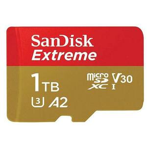 Card de memorie SanDisk Extreme MicroSDXC, 1TB, UHS-I U3, Clasa 10, V30 + Adaptor SD imagine