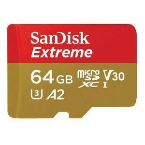 Card de memorie SanDisk Extreme MicroSDXC, 64GB, UHS-I U3, Clasa 10, V30 + Adaptor SD imagine