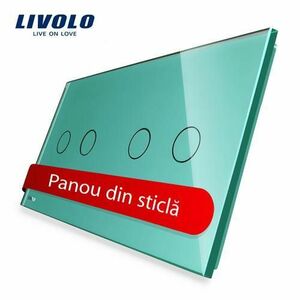 Panou intrerupator dublu+dublu cu touch Livolo din sticla (Verde) imagine