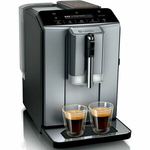 Espressor automat Bosch VeroCafe TIE20504, 15 bari, 1, 4 l, rasnita ceramica, dispozitiv spumare lapte MilkMagic Pro, cu sistem SensoFlow, Argintiu imagine