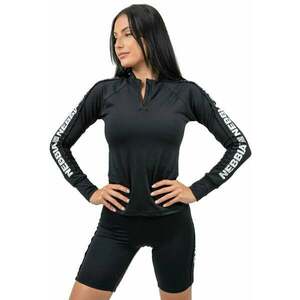 Nebbia Long Sleeve Zipper Top Winner Black S Tricouri de fitness imagine