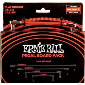 Ernie Ball Flat Ribbon Patch Cables Pedalboard Roșu 15 cm-30 cm-60 cm-7, 5 cm Oblic - Oblic imagine