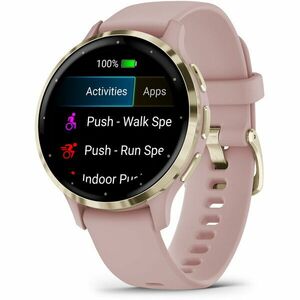 Ceas smartwatch Garmin Venu 3S, GPS, Wi-Fi, curea silicon, Pink Dawn/Soft Gold imagine