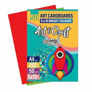 Pachet 50 coli carton colorat, format A4, 10 culori/set, 250 g/mp imagine