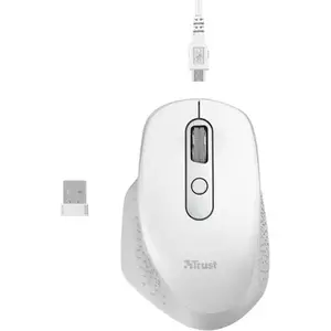 Mouse wireless Trust Ozaa, ergonomic, dual scroll, reincarcabil, Alb imagine