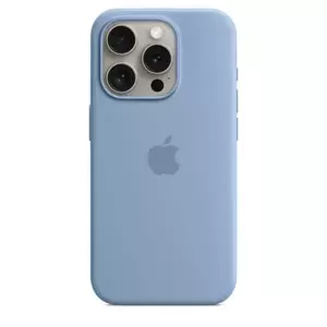 Husa de protectie Apple Silicone Case cu MagSafe pentru iPhone 15 Pro Winter Blue imagine