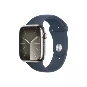 Smartwatch Apple Watch 9 GPS + Cellular 45mm Carcasa Silver Stainless Steel Bratara Storm Blue Sport - M/L imagine