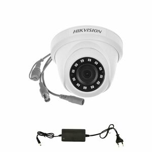 Camera supraveghere Dome Hikvision TurboHD DS-2CE56D0T-IRPF C, 2 MP, IR 20 m, 2.8 mm + alimentator imagine