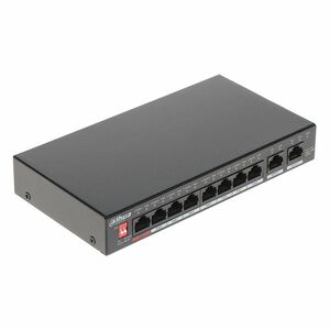 Switch cu 8 porturi PoE Dahua PFS3010-8GT-96-V2, 4000 MAC, 20 Gbps, fara management, PoE imagine