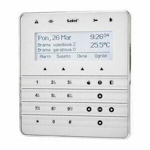 Tastatura LCD cu touch Satel INT-KSG-SSW, 3 butoane functionale, buzzer, functie MACRO imagine