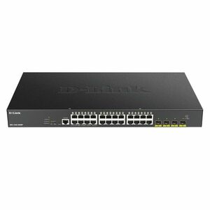 Switch cu 24 porturi D-Link DGS-1250-28XMP, 128 Gbps, 95.25 Mpps, 16.000 MAC, 4 porturi SFP, PoE, cu management imagine