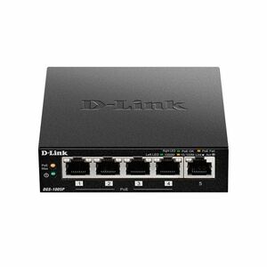 Switch cu 5 porturi D-Link DGS-1005P, 10 Gbps, 7.44 Mpps, 2.000 MAC, PoE, fara management imagine
