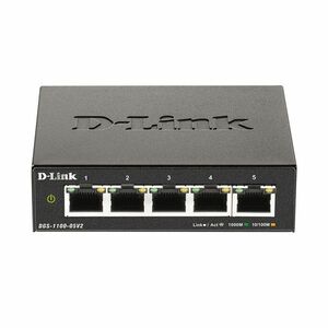 Switch cu 5 porturi D-Link DGS-1100-05V2, 10 Gbps, 7.44 Mpps, 8.000 MAC, cu management imagine
