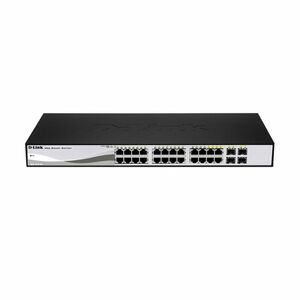 Switch cu 24 porturi D-Link DGS-1210-24P, 4 porturi SFP, 56 Gbps, 41.7 Mpps, 8.000 MAC, 1U, PoE, cu management imagine