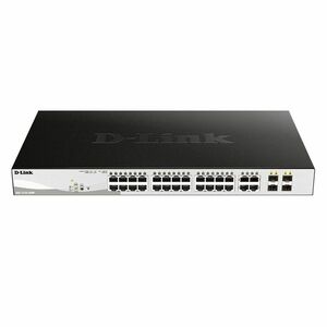 Switch cu 24 porturi D-Link DGS-1210-28MP, 4 porturi SFP, 56 Gbps, 41.7 Mpps, 16.000 MAC, 1U, PoE, cu management imagine