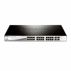 Switch cu 24 porturi D-Link DGS-1210-28P, 4 porturi SFP, 56 Gbps, 41.7 Mpps, 16.000 MAC, 1U, PoE, cu management imagine