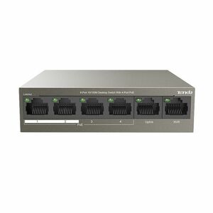 Switch cu 6 porturi Tenda TEF1106P-4-63W, 1.2 Gbps, 0.89 Mpps, 1000 MAC, PoE, fara management imagine