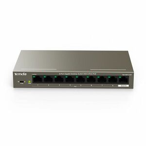 Switch cu 9 porturi Tenda TEG1109P-8-102W, 18 Gbps, 13.4 Mpps, 16000 MAC, PoE, fara management imagine