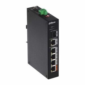 Switch cu 4 porturi Dahua PFS3106-4ET-60-V2, 1 port SFP, 6.80 Gbps, 3.57 Mpps, 8.000 MAC, Hi-PoE, fara management imagine