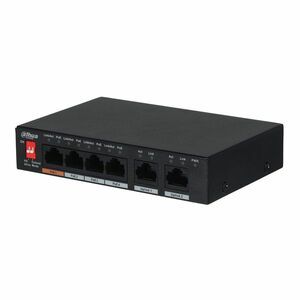 Switch cu 4 porturi PoE Dahua PFS3006-4ET-60-V2, 1.8 Gbps, 0.89 Mpps, 2.000 MAC, 2 porturi uplink, fara management imagine