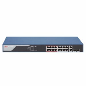 Switch cu 16 porturi Hikvision DS-3E1318P-EI, 7.2 Gbps, 5.3568 Mpps, 16.000 MAC, PoE, cu management imagine