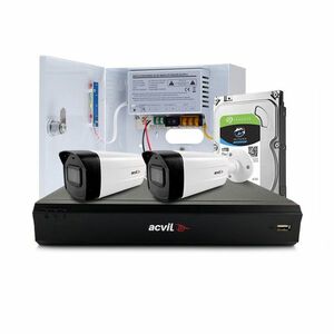 Sistem supraveghere exterior middle Acvil Pro ACV-M2EXT40-4K, 2 camere, 4K, IR 40 m, 2.8 mm, audio prin coaxial, HDD 1TB imagine