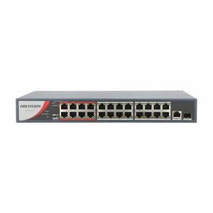 Switch cu 24 porturi Hikvision DS-3E0326P-E/M(B), 1 port SFP, 8.8 Gbps, 6.547 Mpps, 4.000 MAC, PoE, fara management imagine