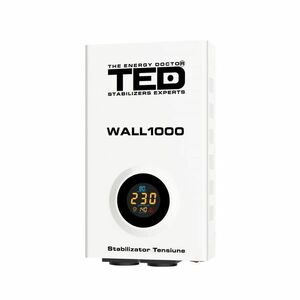 Stabilizator de tensiune cu 2 prize TED WALL TED 000057, 1000 VA/600 W imagine