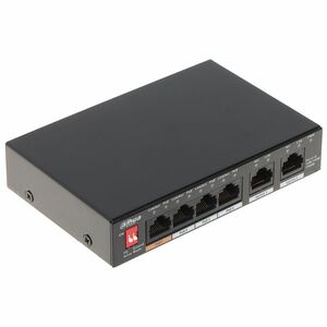 Switch cu 6 porturi Dahua PFS3006-4GT-60-V2, 2000 MAC, 14 Gbps, fara management, PoE imagine