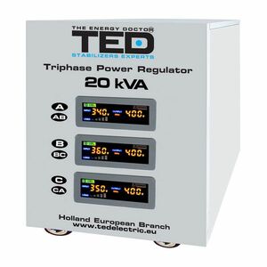 Stabilizator de tensiune cu servomotor trifazat-trifazat TED 000118, 20000 VA, 16000 W, regleta imagine