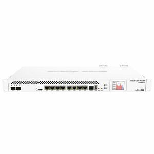 Router cu fir Gigabit MikroTik CCR1036-8G-2S+EM, 8 porturi Gigabit, 2 porturi SFP+, 1 port consola RJ45, 28 Gbps, 41.5 Mpps, slot card imagine