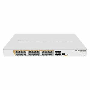 Switch cu 24 porturi Gigabit MikroTik Cloud Router CRS328-24P-4S+RM, 4 porturi SFP+, dual boot, cu management, PoE imagine