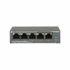 Switch cu 5 porturi Gigabit TP-Link TL-SG1005LP, 4 porturi PoE+, 10/100/1000 Mbps, fara management imagine