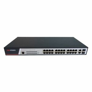 Switch cu 16 porturi Hikvision DS-3E2326P, 2 porturi Gigabit combo uplink, 21.2 Gbps, 8.4 Mpps, 8.000 MAC, PoE, cu management imagine