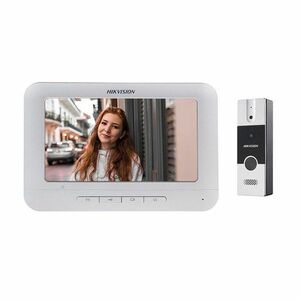 Kit videointerfon pe 4 fire Hikvision DS-KIS202T, LCD 7 inch, FullHD, 1 familie imagine