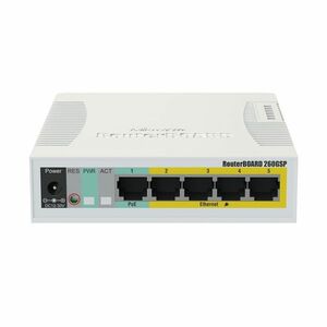 Switch cu 5 porturi Gigabit MikroTik CSS106-1G-4P-1S, port SFP, cu management, PoE pasiv imagine