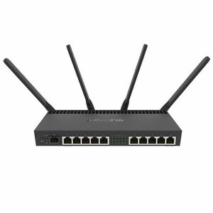 Router wireless Gigabit dual band MikroTik RB4011IGS+5HACQ2HND-IN, 10 porturi, port SFP+, 2.4/5 GHz, 300/1733 Mbps, PoE pasiv imagine