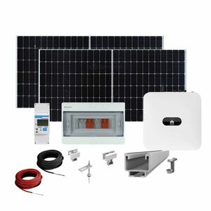 Sistem fotovoltaic complet 5 kW, invertor monofazat Hibrid WiFi si 12 panouri Canadian Solar, 120 celule, 455 W, pe structura de metal imagine