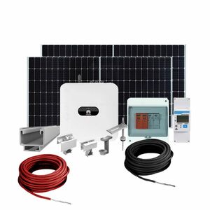 Sistem fotovoltaic complet 3 kW, invertor monofazat Hibrid si 7 panouri Canadian Solar, 120 celule, 455 W, pe structura de metal imagine