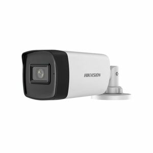Kit Camera supraveghere exterior Hikvision DS-2CE17H0T-IT3FS2, 5 MP, 2.8 mm, IR 40 m, audio prin coaxial, microfon + alimentator imagine
