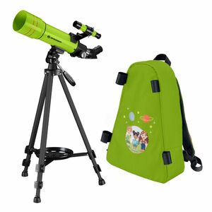 Set telescop refractor pentru copii 70/400 si rucsac Bresser Junior, verde imagine