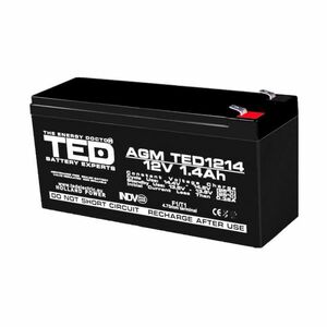 Acumulator TED AGM VRLA TED002716, 12 V, 1.4 Ah, F1 imagine