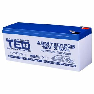 Acumulator AGM VRLA TED TED003133, 12 V, 3.5 A imagine