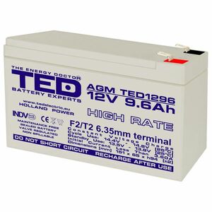 Acumulator AGM VRLA TED TED003324, 12 V, 9.6 A imagine