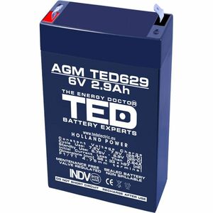Acumulator AGM VRLA TED TED002877, 6 V, 2.9 A imagine