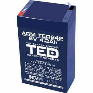 Acumulator AGM VRLA TED TED002914, 6 V, 4.2 A imagine