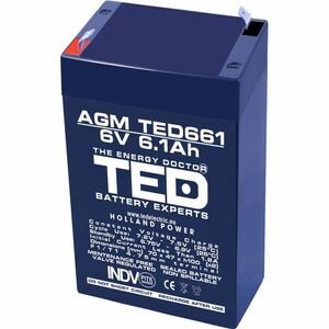 Acumulator AGM VRLA TED TED002938, 6 V, 6.1 A imagine