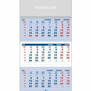 Calendar de perete cu 12 file, 90g/mp, spira metalica, 33 x 48 cm, carton lucios imagine