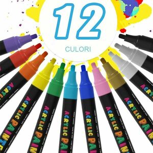Set 12 markere acrilice permanente ptr orice suprafata, 2-3 mm, 12 culori imagine